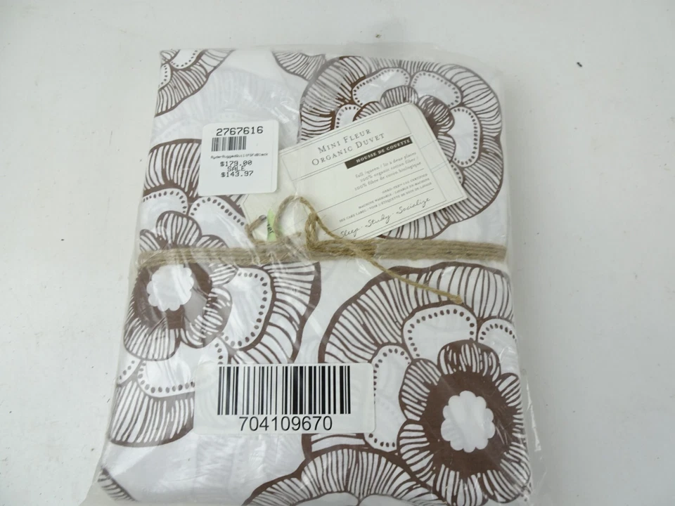 Pottery Barn Dorm Duvet Cover Twin Size Mini Fleur Organic Coffee Brown Espresso