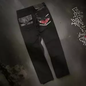 *REFLEX* DENIM JEANS (RED BANDANA POCKET) FOR MEN - Picture 1 of 7