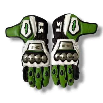 GUANTES DE MOTOCICLISTA PARA HOMBRE, COLOR VERDE, DE PIEL DE VACA, TALLAS XS-4XL - Imagen 1 de 2