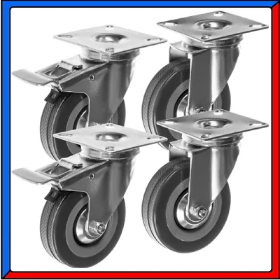 Ruote Girevoli Industriali per Carrelli 2 con Freno + 2 Senza Freno MAX 220Kg - Immagine 1 di 4