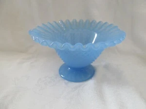 Vtg Delphite Blue Glass Compote Bowl Dish Sawtooth w/ Ruffle Footed - Picture 1 of 8