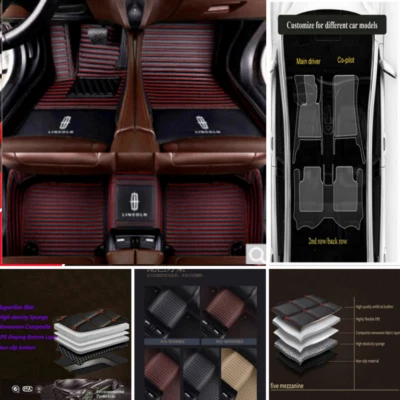 Fit Lincoln Town Car 1998-2011 Auto PU Leather Front & Rear Carpets Cargo Liners - Image 1 of 4