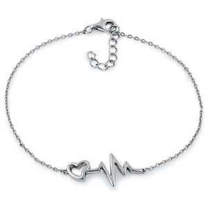 Sterling Silber 925 Herzschlag Armband Herzschlag Pulsarmband süß Schmuck B34 - Bild 1 von 3