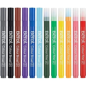 5 Pack Colour Berol Fine/Broad Nib Washable Felt Tip Pens (Unboxed) - Picture 1 of 13