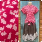 Shirt Top Size 12 Pink Bunny Print Tie Front Blouse Tank Boho Festival Hols 90s