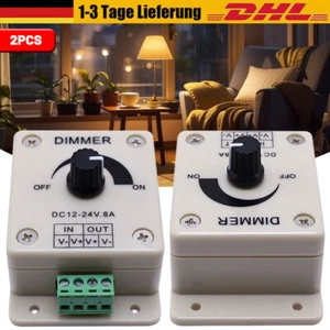 2 LED Dimmer PWM Regler 12/24V 8A DC Helligkeitsregler Licht Streifen Controller - Bild 1 von 10