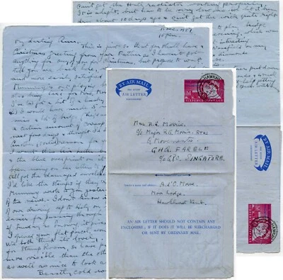 1957 aerograma especial del parlamento a singapur farelf morris carta personal Foto 1 de 4