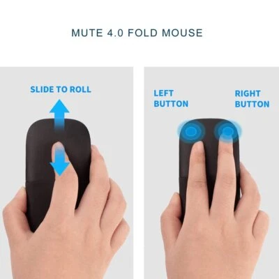 Silent 2.4G Foldable Mouse 1200DPI Optical Computer BT Mause for PC Laptop - Image 1 of 4