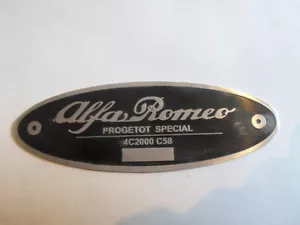 Typenschild Schild Alfa Romeo 4C2000 c58 Progetot special S29 - Bild 1 von 1