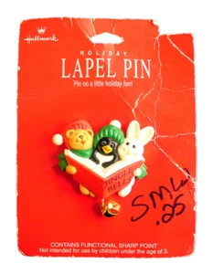 Hallmark PIN Christmas Vintage CAROLER Penguin Bear Rabbit JINGLE Holiday NEW* - Picture 1 of 4