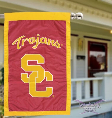 USC Trojans house flag 28"x44" double sided applique Trojans banner - Image 1 of 4