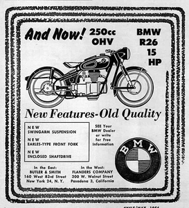 Motocicleta BMW R-26 1956 ""Nuevas características"" anuncio original - Imagen 1 de 1