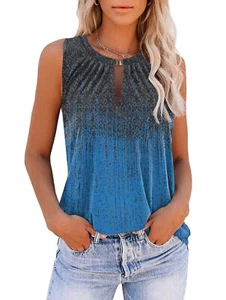 Womens Sleeveless Tank Tops Fashion Summer Casual Dressy Pleated Cami Shirts ... - Picture 1 of 1