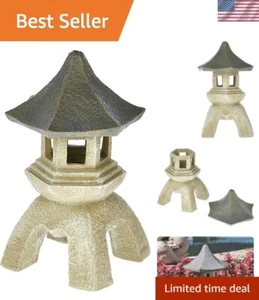 Elegant Asian Pagoda Lantern Statue - Two-Tone Stone for Gardens & Patios - Picture 1 of 10