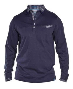 NEW D555 Blu by Duke Men's Remus Long Sleeve Polo Shirt, Navy - M - Picture 1 of 9