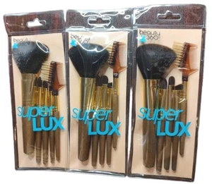 Beauty 360 Makeup Brush 5 Piece Set Superlux Wood Look Handles 3x - Picture 1 of 6