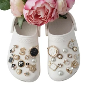 Shoe Bling Bridal Fashion BLACK WHITE Charms (10 Pieces) - Picture 1 of 3