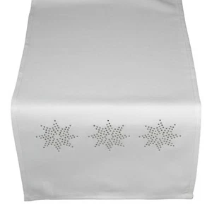 Weihnachten weiß Tischläufer festliches Geschirr Sterne Xmas Leinen 33cm x 180cm - Bild 1 von 2