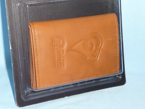 St. Louis (now LOS ANGELES) RAMS  Leather TriFold Wallet   NIP  by Rico  brown 2 Cover
