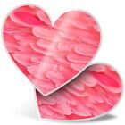 2 x Heart Stickers 7.5 cm - Pink Flamingo Feathers Macro  #24011