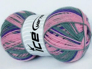 Ice Yarns Colorway Sockengarn rosa flieder grau 100g 400m superwash superfine 74062 - Bild 1 von 3