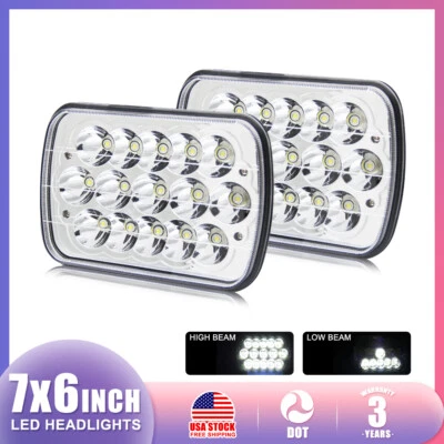 Pair For International Harvester 9900 9200 9400i 4700 4800 7x6inch Led Headlight - Image 1 of 4
