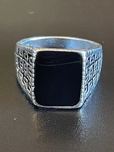 Black Obsidian Gemstone S925 Silver Plated Men Ring Size 11 - Picture 1 of 9