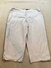 Avenue Capri Pants Womens 16 Blue Striped Pocketed Belted Button Zip Ladies.