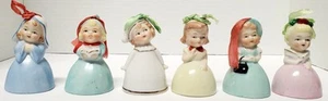 Vintage (6) Set Porzellan Engel junges Mädchen Glocke Figuren Japan handbemalt Ornamente - Bild 1 von 12