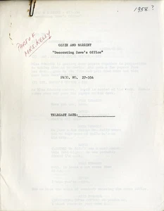 OZZIE AND HARRIET - "Decorating Dave's Office" [1963] TV script - Picture 1 of 2