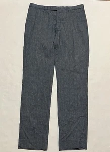 Banana Republic Mens 33 X 32 Blue Slim Fit Linen Blend Pants Lightweight Casual - Picture 1 of 6