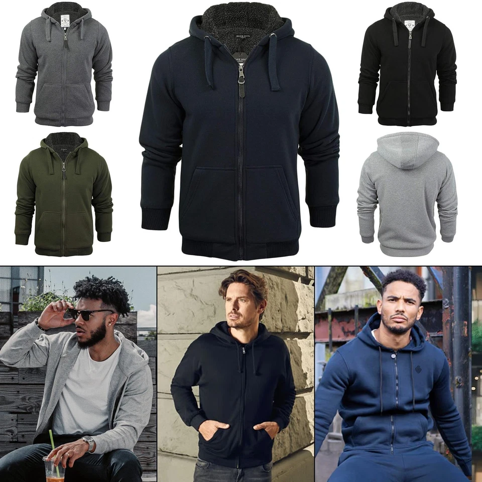 Brave Soul Mens Sherpa Fleece Hoodie Hooded Jacket Thick Winter Warmwear - Image 1 of 3
