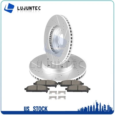 Front Brake Ceramic Pad and Discs Rotors For Nissan Quest 2004-2009 Drilled - Image 1 of 4