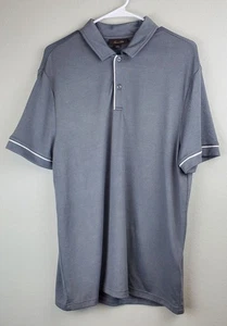 Tasso Elba Men's Medium Gray Polo Shirt White Piping Soft Short Sleeves - Picture 1 of 8