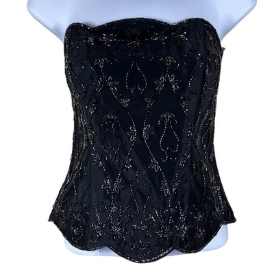 Nuevo con etiquetas Corsé negro con cuentas sobre busto talla 4, se adapta a pequeños bordes festoneados David's Bridal Foto 1 de 4