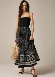 Nwt J. Crew Strapless Mixy Dress in Black Block Print Cotton Size XS - Picture 1 of 7