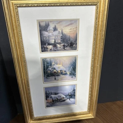 12 x 20 带框冬季场景 Thomas Kincaid 类似 — 第 1/2 张图片