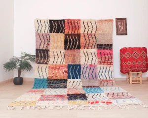 Alfombra roja marroquí de 6x9 pies hecha a mano estilo tribal bereber alfombra de lana vintage boujaad - Imagen 1 de 9