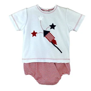 Juego de pañales patrióticos Petit Ami rojo blanco azul marino tejido niños 3 6 9 meses - Imagen 1 de 1