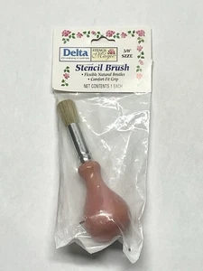 Vintage Delta Pink Stencil Brush 1995 Natural Bristle Comfort Handle New Sealed - Picture 1 of 9
