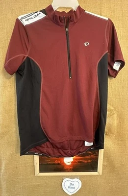 Pearl Izumi men’s maroon XL cycling short sleeve shirt back pockets ¼ front zipp - Image 1 of 4