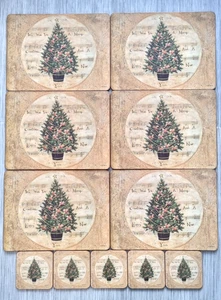 Pimpernel Weihnachtsbaum Tischsets 6x & 5 Untersetzer festlich Tischsets Vintage - Bild 1 von 19
