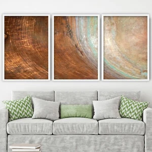 Abstract Set of 3 Copper pot Wall Art Print Picture Contemporary Print Gallery - Picture 1 of 4