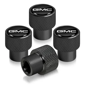 GMC Logo in Black on Black Aluminum Tire Valve Stem Caps - Picture 1 of 4