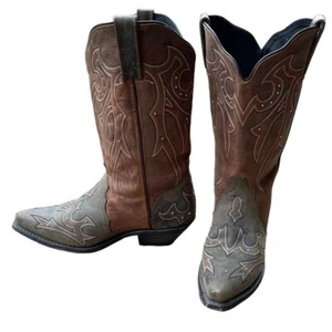 Brown Embroidery Leather Upper Cowgirl/ Wester Boots Size: 10M - Picture 1 of 12