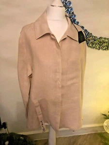 BNWT Sarah Pacini Stunning Beige Quirky Jacket Size 2 100% Linen  - Picture 1 of 6