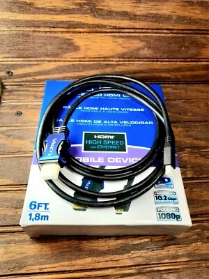 6 ft Micro HDMI to HDMI Cable High Speed Adapter Tablet Camera 4K Ultra HD 3D  - Image 1 of 2