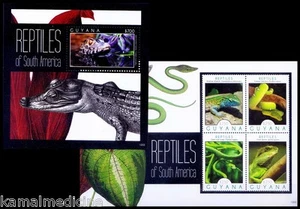 Reptiles, Green Vine Snake, Emerald Tree Boa, Iguna Guyana 2012 MNH 2 SS Set - Picture 1 of 1