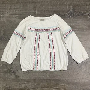 Lucky Brand Girls Top T-Shirt L/S Embroidered Aztec Boho White Size Medium - Picture 1 of 4