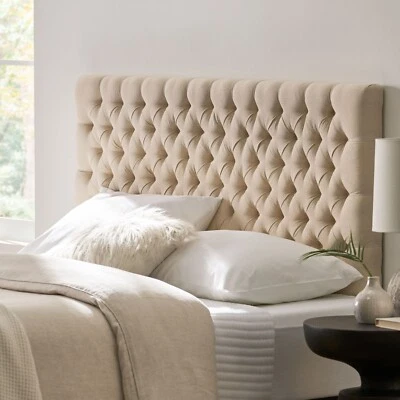 Brunet Contemporary Button Tufted Fabric Queen/Full Headboard - Image 1 of 4
